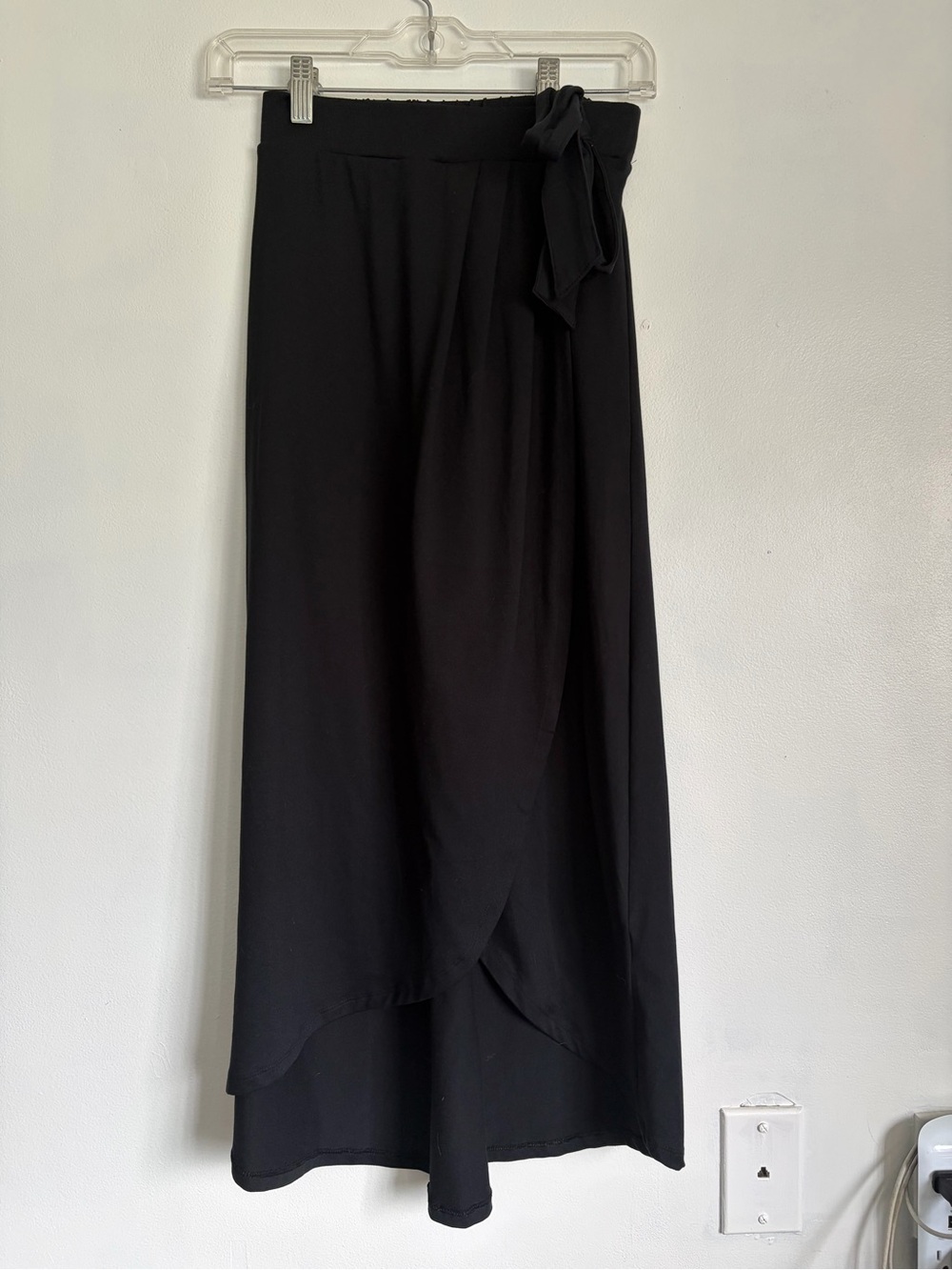 Black Wrap-Front Maxi Skirt